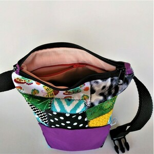 Γυναικεία χειροποίητη τσάντα μέσης και χιαστί με κολάζ υφασμάτων (pock3) - ύφασμα, χιαστί, δώρα για δασκάλες, μέσης - 3