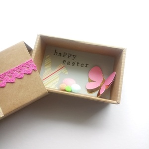 Ευχετήρια Κάρτα in a ΒΟΧ ♥ ΜatchBOX Happy Easter Πεταλούδα Λαγός από Χαρτί 7,6 x 12,3 x 4,9 cm. - διακοσμητικά, για ενήλικες, για εφήβους, ζωάκια - 3