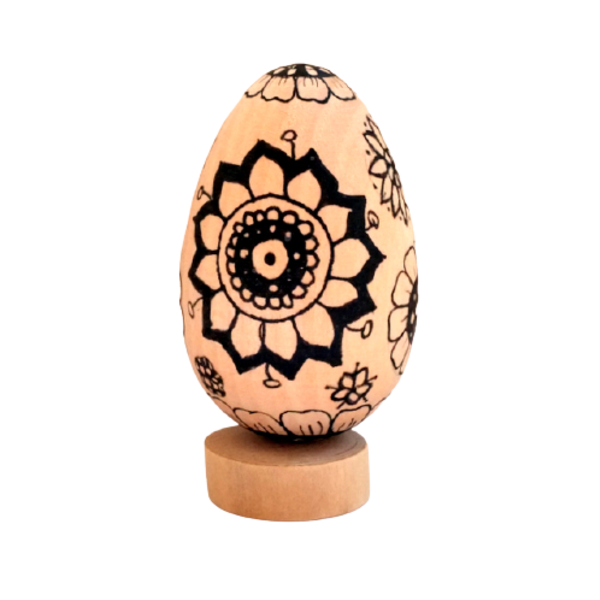 Ξύλινο Πασχαλινό Αυγό 8.4cm με σχέδια mandala - ξύλο, ζωγραφισμένα στο χέρι, διακοσμητικά, πασχαλινά αυγά διακοσμητικά