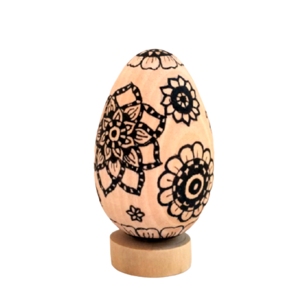 Ξύλινο Πασχαλινό Αυγό 8.4cm με σχέδια mandala - ξύλο, ζωγραφισμένα στο χέρι, διακοσμητικά, πασχαλινά αυγά διακοσμητικά - 2