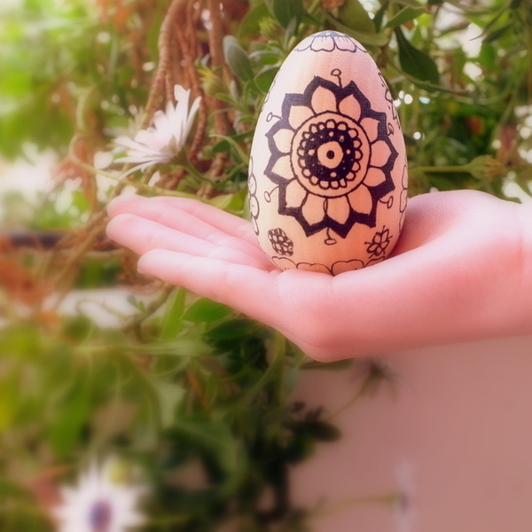 Ξύλινο Πασχαλινό Αυγό 8.4cm με σχέδια mandala - ξύλο, ζωγραφισμένα στο χέρι, διακοσμητικά, πασχαλινά αυγά διακοσμητικά - 4