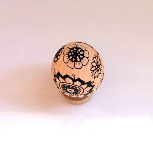 Ξύλινο Πασχαλινό Αυγό 8.4cm με σχέδια mandala - ξύλο, ζωγραφισμένα στο χέρι, διακοσμητικά, πασχαλινά αυγά διακοσμητικά - 5