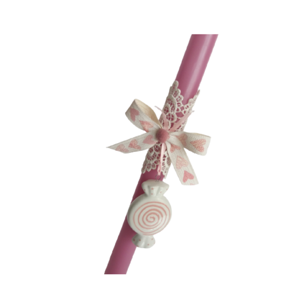Λαμπάδα Καραμέλα ροζ 35cm - κορίτσι, λαμπάδες, δώρο πάσχα, για εφήβους