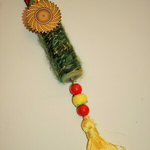 Εντυπωσιακή λαμπάδα με pendatif mandala και κίτρινη φούντα - γυναικεία, δώρο, λαμπάδες, boho - 5