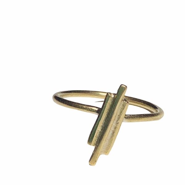 Χειροποίητο δαχτυλίδι από ορείχαλκο με βέργες - γυναικεία, ορείχαλκος, minimal, μικρά, σταθερά