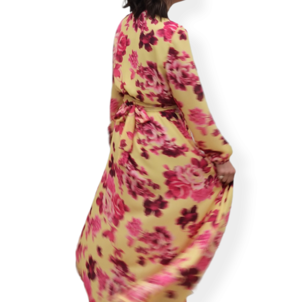 Maxi φλοράλ φόρεμα κρουαζέ, floral wrap dress - φλοράλ, γάμου - βάπτισης - 5
