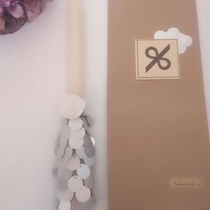 Πασχαλινη αρωματικη λαμπαδα 30 cm σε χρωμα βανιλιας με αρωματκο τριανταφυλλο - κορίτσι, λαμπάδες, για παιδιά, για ενήλικες, για εφήβους - 2