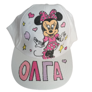 παιδικό καπέλο jockey με όνομα και θέμα ' μινι ' ( ποντικάκι ) - ζωγραφισμένα στο χέρι, όνομα - μονόγραμμα, καπέλα, προσωποποιημένα