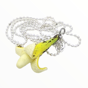 Κολιέ μπανάνα ξεφλουδισμένη,χειροποίητα κοσμήματα μινιατούρες φρούτων και απομίμησης φαγητού απο πολυμερικό πηλό Mimitopia - γυναικεία, πηλός, χειροποίητα, μινιατούρες φιγούρες - 4