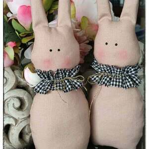 Πασχαλινή Λαμπάδα Old Pink Easter Bunny black white collar - λαμπάδες, για παιδιά, για ενήλικες, για εφήβους, ζωάκια - 4
