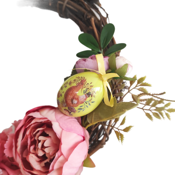 Χειροποίητο πασχαλινό στεφάνι από κλαδιά 25 χ 25 εκατοστά - λουλούδια, διακοσμητικά, για ενήλικες, πασχαλινή διακόσμηση, πασχαλινά δώρα - 2