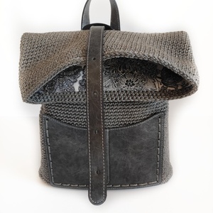 Grey backpack - πλάτης, μεγάλες, πλεκτές τσάντες - 5