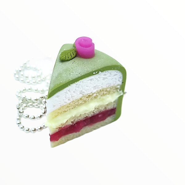 Κολιέ Swedish princess cake,χειροποίητα κοσμήματα μινιατούρες γλυκών και απομίμησης φαγητού απο πολυμερικό πηλό Mimitopia - γυναικεία, πηλός, χειροποίητα, γλυκά, μινιατούρες φιγούρες