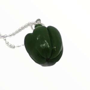 Κολιέ πράσινη πιπεριά (green paprika necklace) ,χειροποίητα κοσμήματα μινιατούρες λαχανικών και απομίμησης φαγητού απο πολυμερικό πηλό Mimitopia - γυναικεία, πηλός, χειροποίητα, μινιατούρες φιγούρες, φαγητό - 3