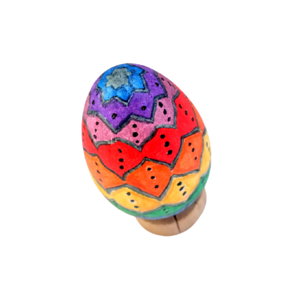 Ξύλινο Πασχαλινό Αυγό 8.4cm Πολύχρωμο - ξύλο, ζωγραφισμένα στο χέρι, διακοσμητικά, πασχαλινά αυγά διακοσμητικά - 3