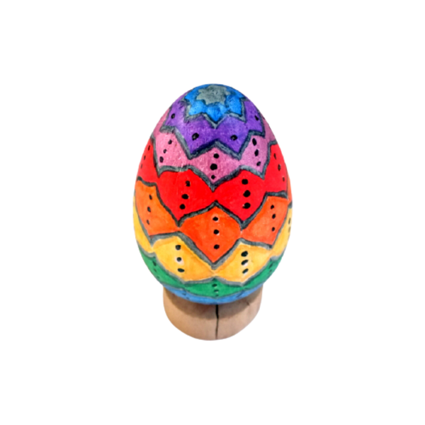 Ξύλινο Πασχαλινό Αυγό 8.4cm Πολύχρωμο - ξύλο, ζωγραφισμένα στο χέρι, διακοσμητικά, πασχαλινά αυγά διακοσμητικά - 5