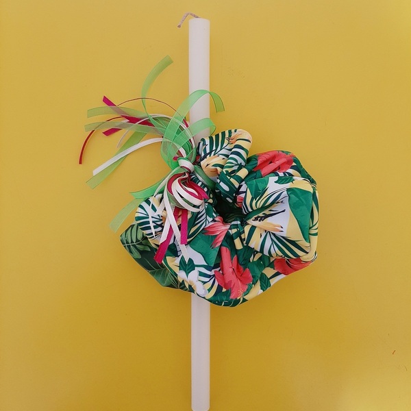 Αρωματική Λαμπάδα "Tropical" με 2 scrunchies 30cm - κορίτσι, λαμπάδες, για εφήβους - 5