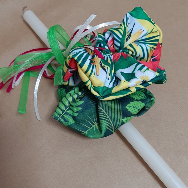 Αρωματική Λαμπάδα "Tropical" με 2 scrunchies 30cm - κορίτσι, λαμπάδες, για εφήβους - 4