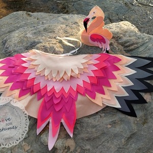 Halloween Φλαμίνγκο χειροποιητη καπα φτερων με κορωνα, διαμέτρου 120cm - κορίτσι, τσόχα, διακοσμητικά - 2