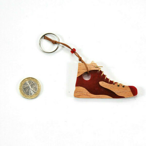 Μπρελόκ παπούτσι με υγρό γυαλί - ξύλο, γυαλί, δώρο, κλειδί, χειροποίητα - 4