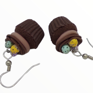 Σκουλαρίκια Πασχαλινά cupcake με αυγα (easter cupcake earrings)χειροποίητα κοσμήματα απομίμησης φαγητού απο πολυμερικό πηλό Mimitopia - πηλός, χειροποίητα, πάσχα, πασχαλινά δώρα - 3