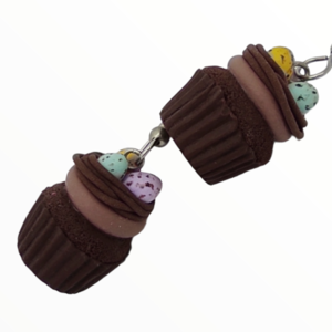 Σκουλαρίκια Πασχαλινά cupcake με αυγα (easter cupcake earrings)χειροποίητα κοσμήματα απομίμησης φαγητού απο πολυμερικό πηλό Mimitopia - πηλός, χειροποίητα, πάσχα, πασχαλινά δώρα - 5
