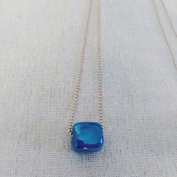 Κολιε με κεραμική μπλε χαντρα - charms, ορείχαλκος, κεραμικό, κοσμήματα, μπλε χάντρα - 4