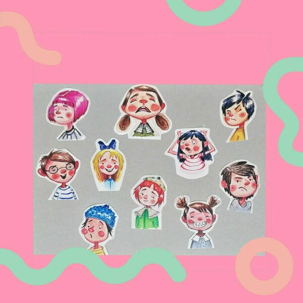 Sticker Pack 2 - Illustrated stickers-10 τμχ. - αυτοκόλλητα, για παιδιά, τετράδια & σημειωματάρια - 2