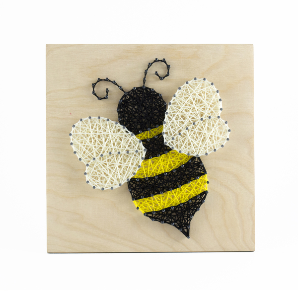 Διακοσμητικό κάδρο "Μέλισσα" 19x19cm - ξύλο, δώρο, κορδόνια, διακοσμητικά