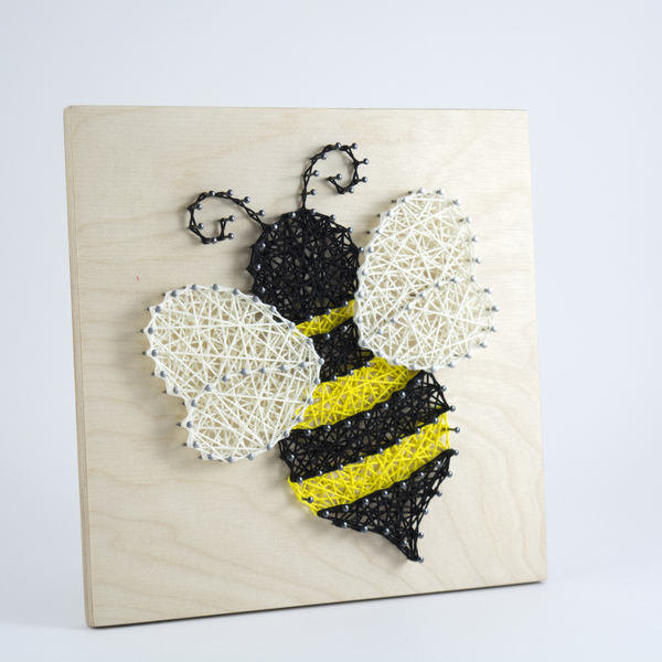 Διακοσμητικό κάδρο "Μέλισσα" 19x19cm - ξύλο, δώρο, κορδόνια, διακοσμητικά - 3