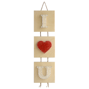 Ξύλινο διακοσμητικό για τον τοίχο "Ι love U" - δώρο αγάπης 41x12cm - διακοσμητικά, σε αγαπώ, δώρα αγίου βαλεντίνου, αγάπη, ξύλο