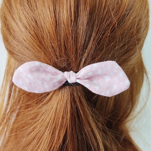 Λαστιχάκι μαλλιών ρετρό φιόγκος ανοικτό ροζ - χειροποίητα, μαλλιά, μοδάτο, ρετρό, λαστιχάκια μαλλιών - 2