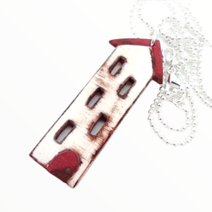 Kολιέ σπιτάκι ρουστικ (house necklace),χειροποίητα κοσμήματα μινιατούρες απο πολυμερικό πηλό Mimitopia - γυναικεία, πηλός, χειροποίητα, μινιατούρες φιγούρες
