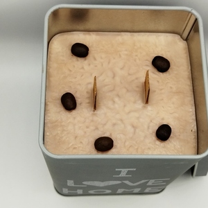 Αρωματικό κερί καφέ 500γρμ σε μεταλλικό δοχείο με καπάκι Νο 2 12 Χ 8 εκ με άρωμα καφέ με δύο ξύλινα φυτίλια - αρωματικά κεριά