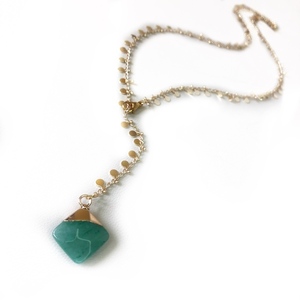 Agate gem stone necklace - ημιπολύτιμες πέτρες, γυναικεία, κοντά, επιχρυσωμένο στοιχείο