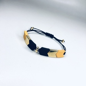 black&yellow bead bracelet - γυναικεία, χάντρες, boho, χεριού, αυξομειούμενα