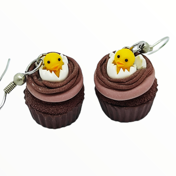 Σκουλαρίκια Πασχαλινά cupcake (easter cupcake earrings)χειροποίητα κοσμήματα απομίμησης φαγητού απο πολυμερικό πηλό Mimitopia - πηλός, χειροποίητα, πάσχα, πασχαλινά δώρα