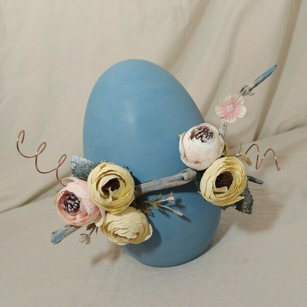 Πασχαλινό κεραμικό αυγό Large - μπλε - κεραμικό, χειροποίητα, διακοσμητικά, πασχαλινά αυγά διακοσμητικά, για ενήλικες - 2