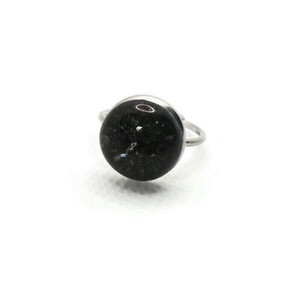 Minimal Ατσάλινο Δαχτυλίδι Fused Glass Μαύρο 13mm - γυαλί, μικρά, ατσάλι, αυξομειούμενα, φθηνά - 2