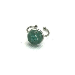 Minimal Ατσάλινο Δαχτυλίδι Fused Glass Γαλάζιο 13mm - γυαλί, μικρά, ατσάλι, αυξομειούμενα, φθηνά - 3