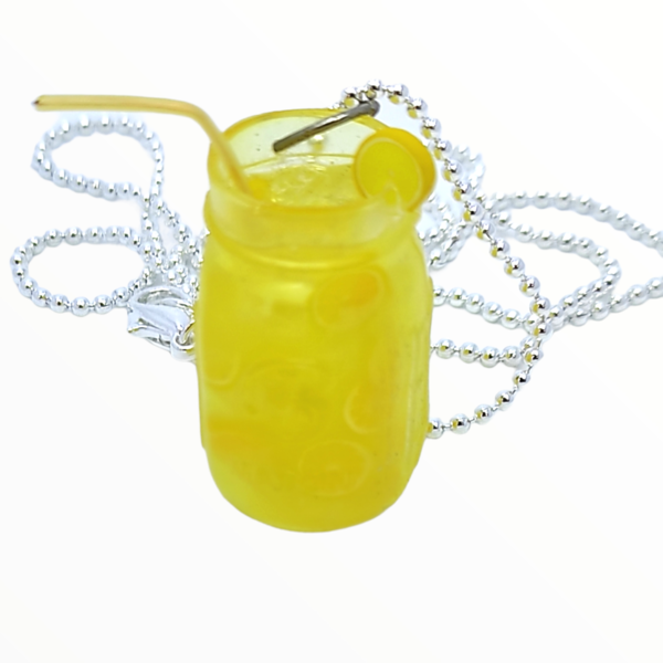 Κολιέ χυμός λεμονιού σε βάζο (lemon cocktail necklace),κοσμήματα απομίμησης ποτών και κοκτέιλ,χειροποίητα κοσμήματα μινιατούρες πολυμερικού πηλού Mimitopia - βάζα & μπολ, πηλός, χειροποίητα - 4