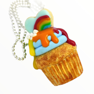 Kολιέ Rainbow cupcake ,χειροποίητα κοσμήματα Mimitopia - γυναικεία, πηλός, χειροποίητα, μινιατούρες φιγούρες