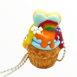 Kολιέ Rainbow cupcake ,χειροποίητα κοσμήματα Mimitopia - γυναικεία, πηλός, χειροποίητα, μινιατούρες φιγούρες - 2
