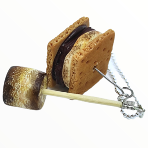 Kολιέ S'mores Marshmallow (S'mores Marshmallow necklace),χειροποίητα κοσμήματα Mimitopia - γυναικεία, πηλός, χειροποίητα, μινιατούρες φιγούρες - 3