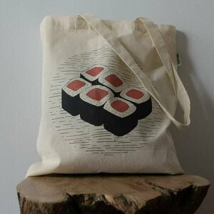 Tote Bag Sushi Organic Cotton - ύφασμα, ώμου, tote, πάνινες τσάντες - 2