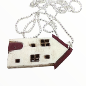 Kολιέ σπιτάκι (house necklace),χειροποίητα κοσμήματα μινιατούρες απο πολυμερικό πηλό Mimitopia - γυναικεία, πηλός, χειροποίητα, σπιτάκι, μινιατούρες φιγούρες - 2