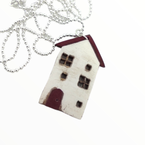 Kολιέ σπιτάκι (house necklace),χειροποίητα κοσμήματα μινιατούρες απο πολυμερικό πηλό Mimitopia - γυναικεία, πηλός, χειροποίητα, μινιατούρες φιγούρες - 4