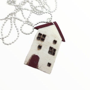 Kολιέ σπιτάκι (house necklace),χειροποίητα κοσμήματα μινιατούρες απο πολυμερικό πηλό Mimitopia - γυναικεία, πηλός, χειροποίητα, σπιτάκι, μινιατούρες φιγούρες - 4