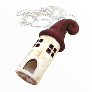 Kολιέ σπιτάκι στρογγυλό (house necklace),χειροποίητα κοσμήματα μινιατούρες απο πολυμερικό πηλό Mimitopia - γυναικεία, πηλός, χειροποίητα, μινιατούρες φιγούρες