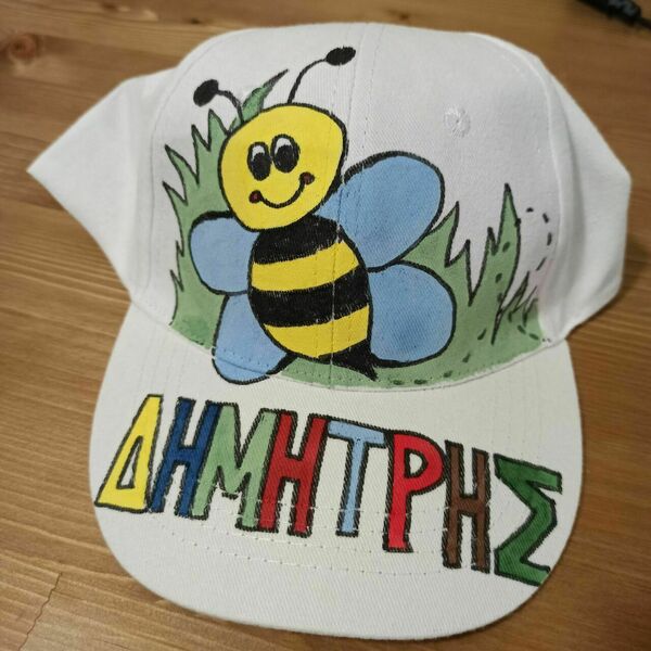 παιδικό καπέλο jockey με όνομα και θέμα μελισσούλα - δώρα για παιδιά, καπέλα, προσωποποιημένα - 2
